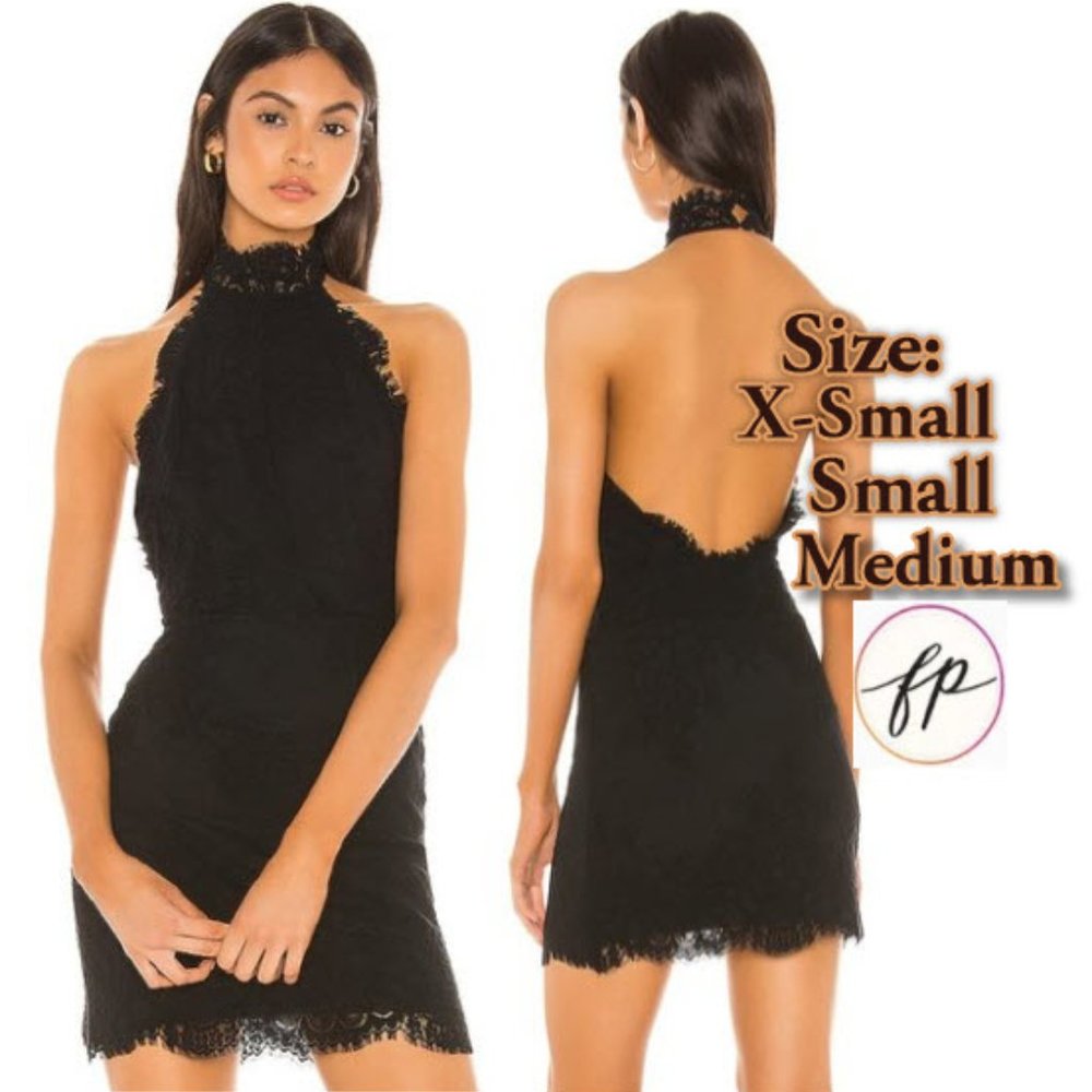 NWT - Free People Harper High Neck Halter Lace Mini Dress